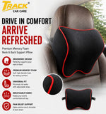 Track Medicated Memory Foam Car Seat Neck & Back Support Pillow – Ergonomic Universal Fit