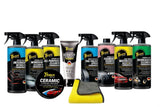 Track Car Care kit Pack of 10-Car Tire Spray-All Purpose Cleaner-Foam Shampoo-Waterless-Engine Degreaser-Ceramic Wax & Scratch Remover-Wash-Window Cleaner
