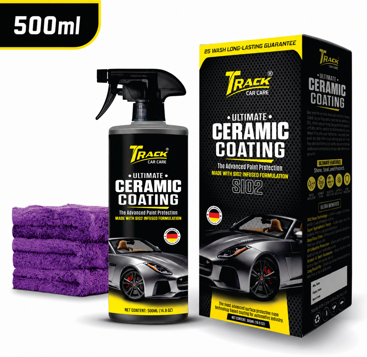 Coating Track Track Ceramic Coating Spray Kit-500ml With Free Microfiber Towel ...